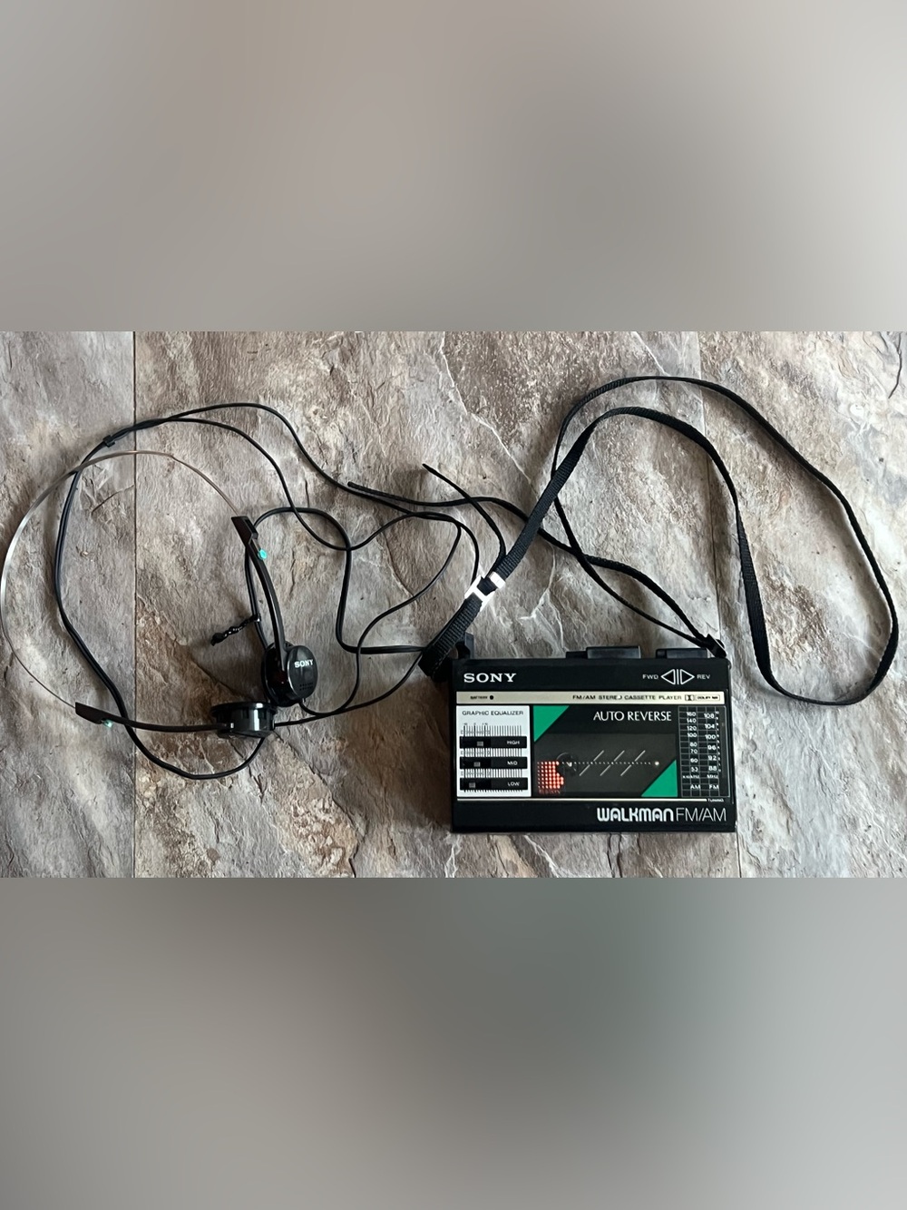 Sony Black Walkman FM/AM Cassette Player with Headphones